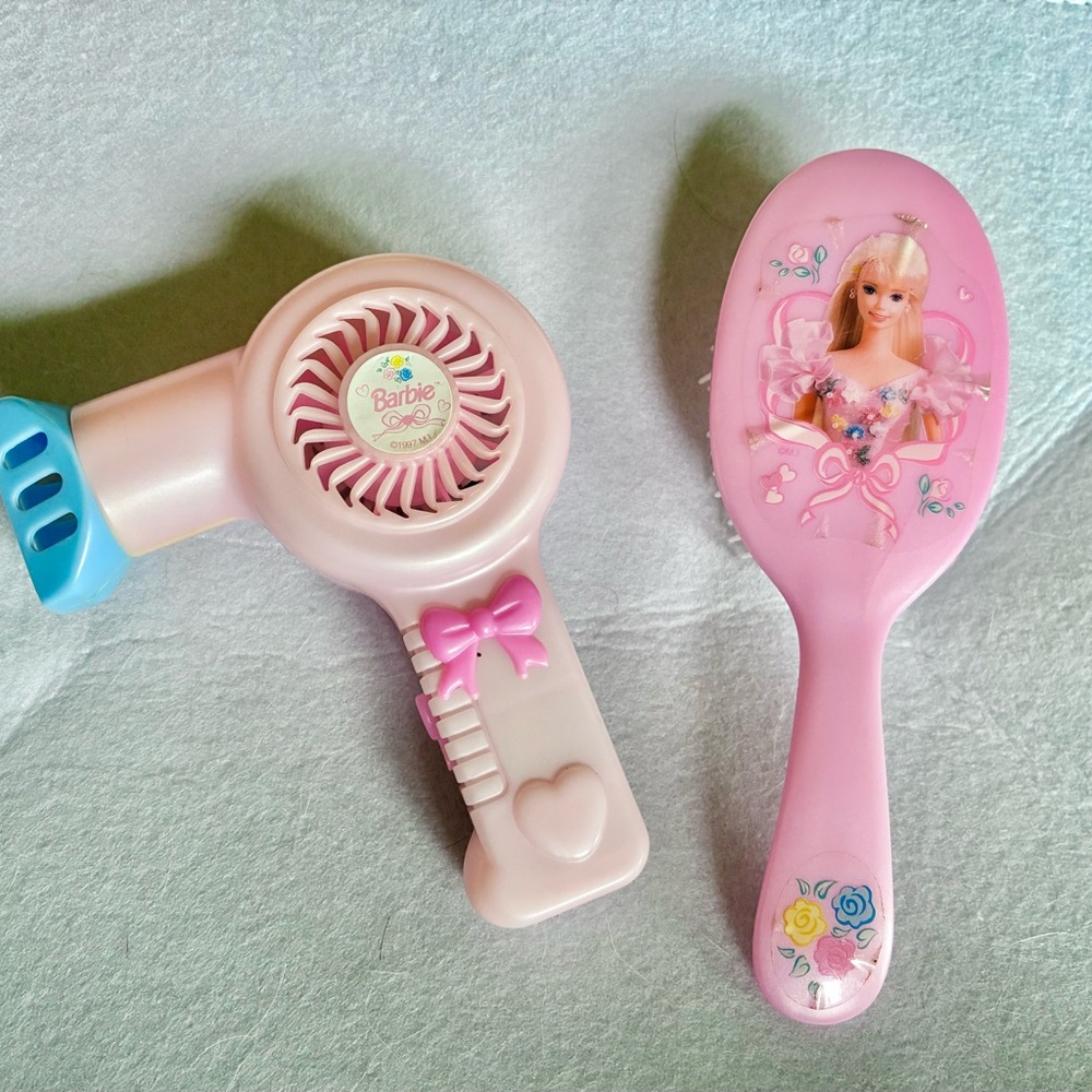 1997 Barbie Pink and Blue Hair Styling Tools Set